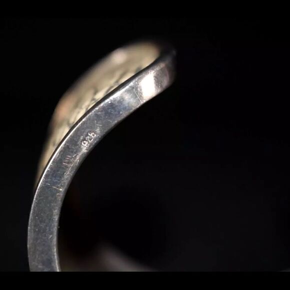 Ralph Lauren *Collection Crystal Monogram Sterling Taupe Alligator Cuff Bracelet - Picture 5 of 17